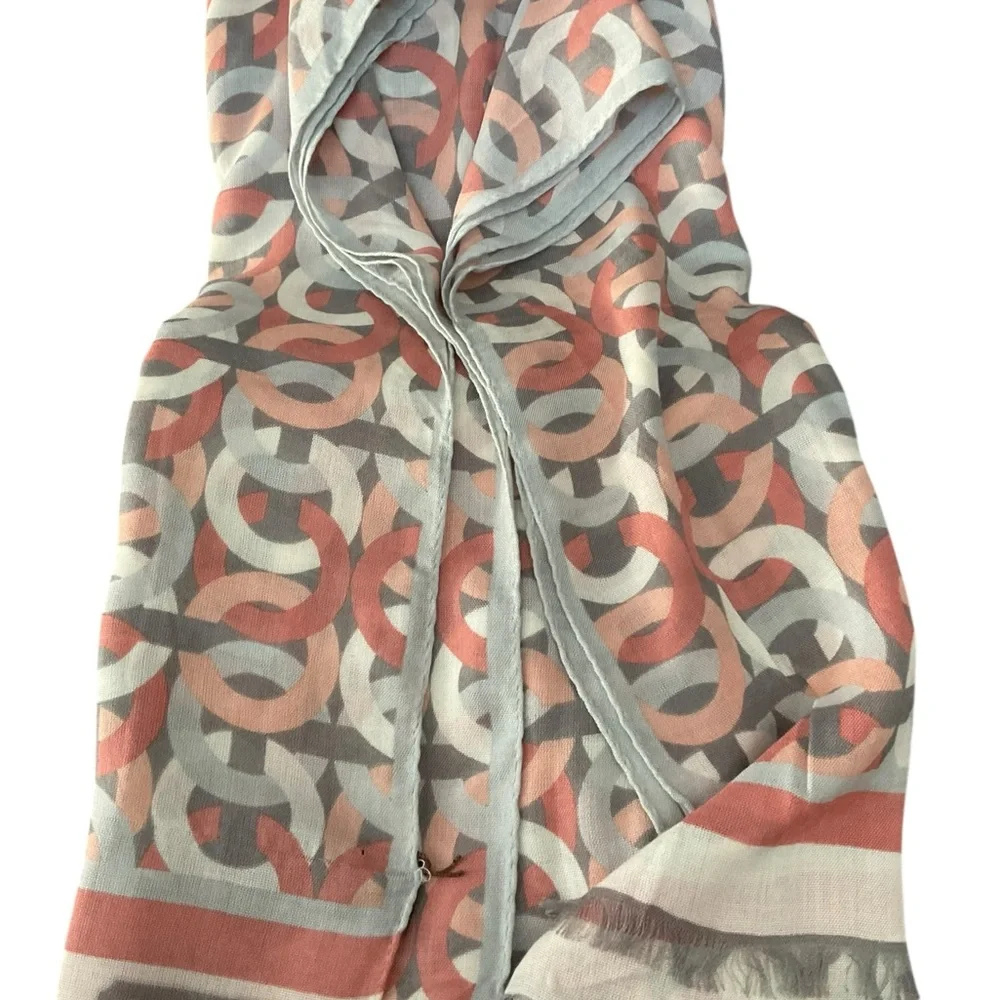 COACH Optical C Metallic Oblong Scarf Wool Silk Blended 78